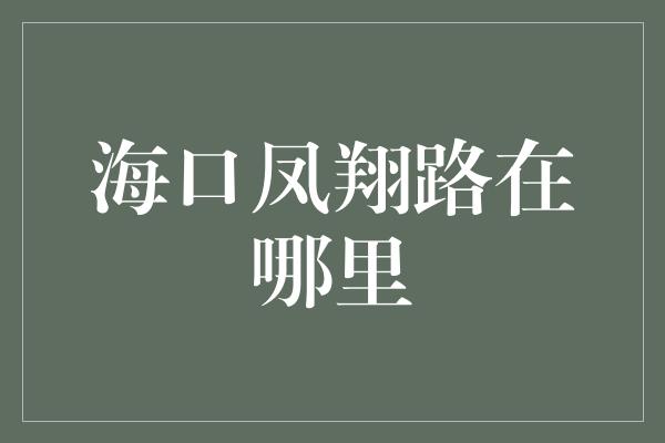 海口凤翔路在哪里