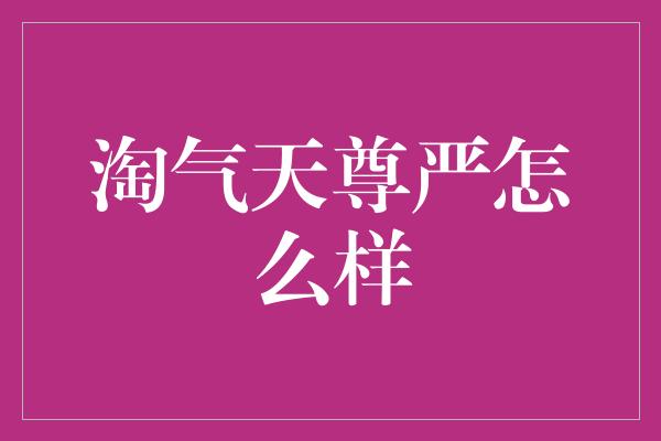 淘气天尊严怎么样