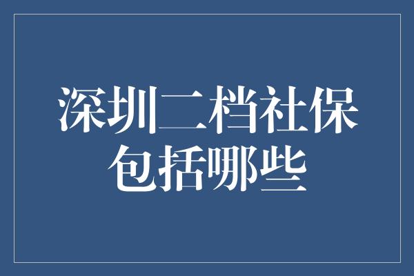 深圳二档社保包括哪些