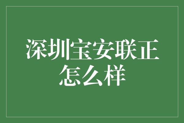 深圳宝安联正怎么样