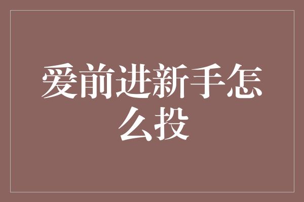 爱前进新手怎么投