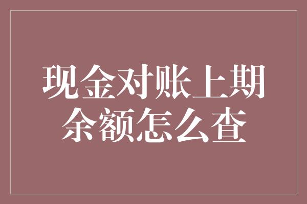 现金对账上期余额怎么查