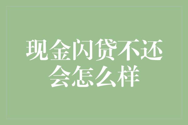 现金闪贷不还会怎么样