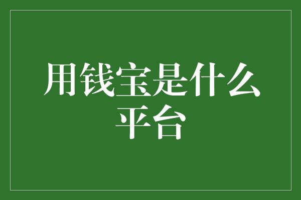 用钱宝是什么平台