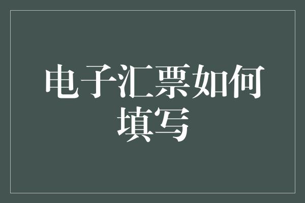 电子汇票如何填写