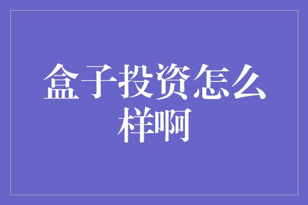 盒子投资怎么样啊