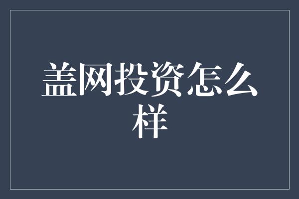 盖网投资怎么样