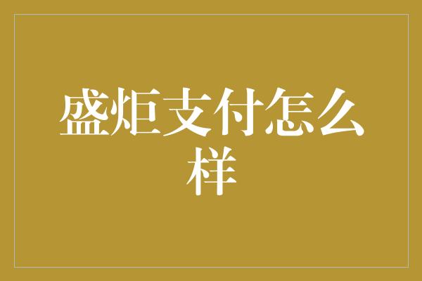 盛炬支付怎么样