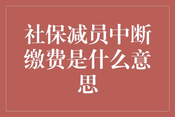 社保减员中断缴费是什么意思