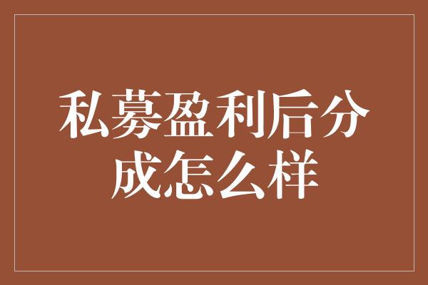 私募盈利后分成怎么样