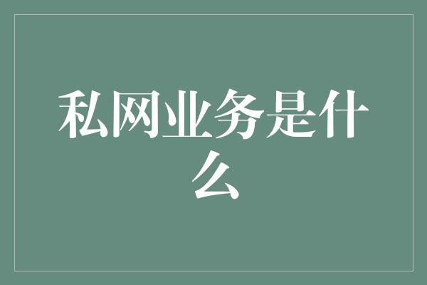 私网业务是什么