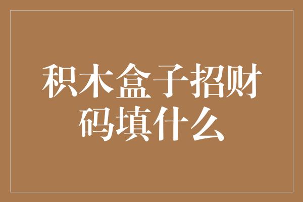 积木盒子招财码填什么