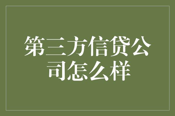 第三方信贷公司怎么样