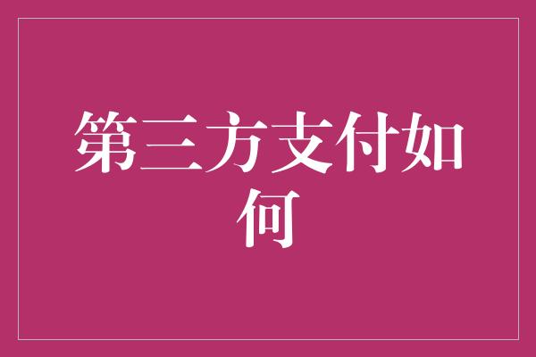 第三方支付如何