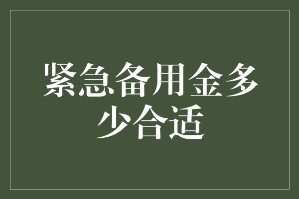 紧急备用金多少合适