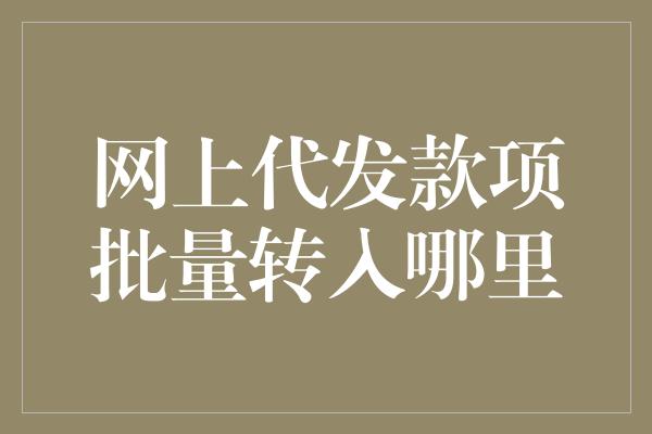 网上代发款项批量转入哪里