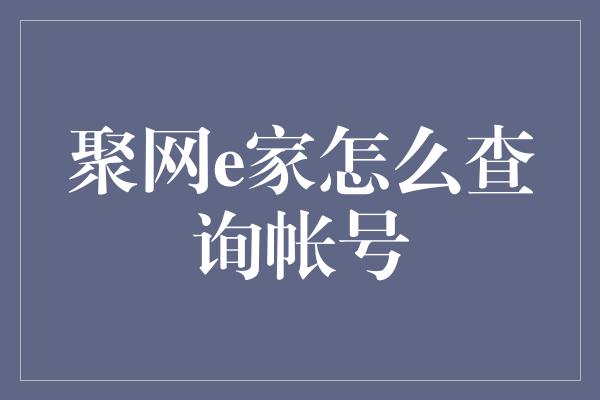 聚网e家怎么查询帐号