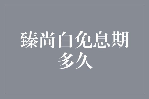 臻尚白免息期多久