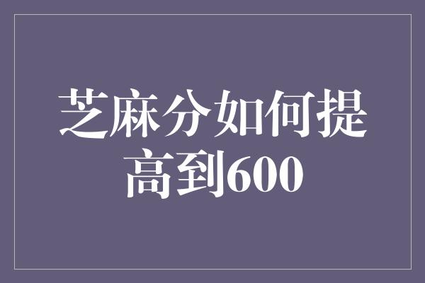 芝麻分如何提高到600