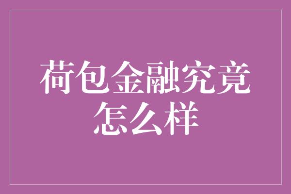 荷包金融究竟怎么样