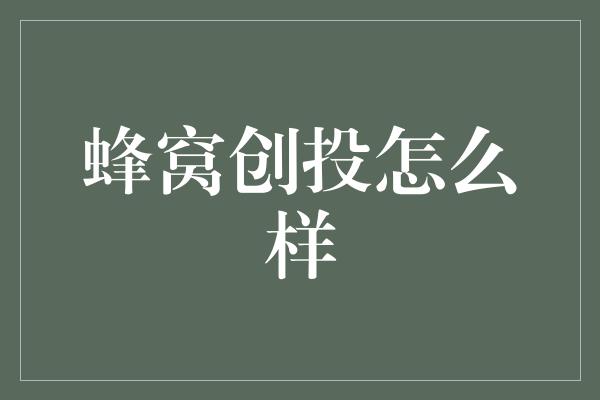 蜂窝创投怎么样