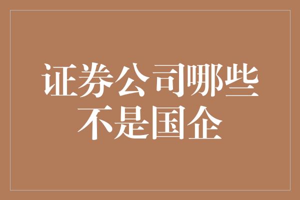 证券公司哪些不是国企