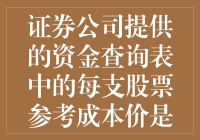 你的钱包在哭泣吗？看懂证券公司的资金查询表，揭秘股票参考成本价的秘密！