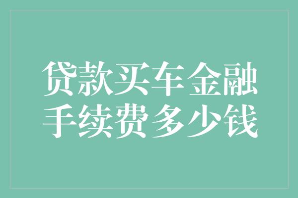 贷款买车金融手续费多少钱