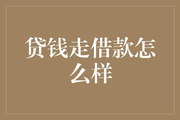 贷钱走借款怎么样