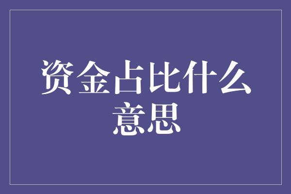 资金占比什么意思