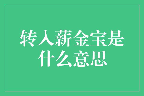 转入薪金宝是什么意思