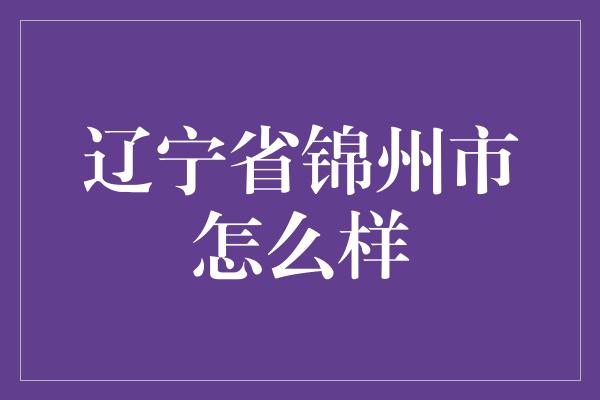 辽宁省锦州市怎么样