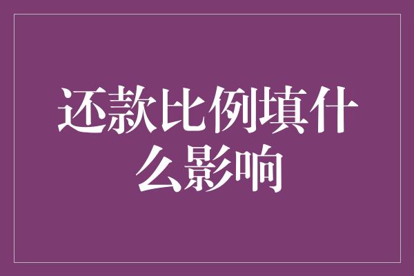 还款比例填什么影响