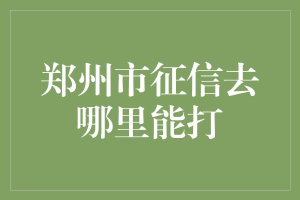 郑州市征信去哪里能打