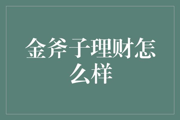 金斧子理财怎么样