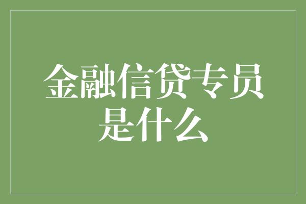 金融信贷专员是什么