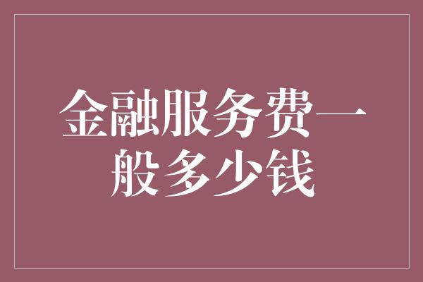 金融服务费一般多少钱