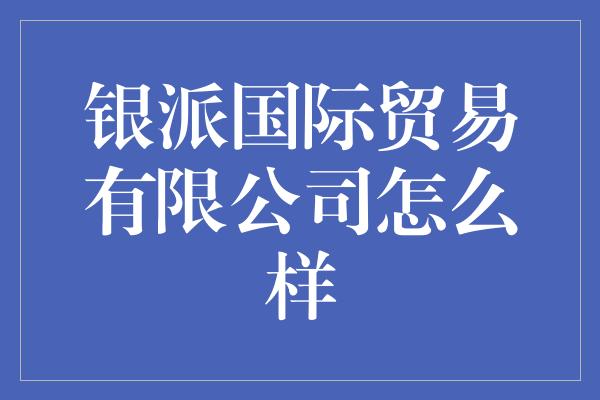 银派国际贸易有限公司怎么样