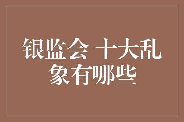 银监会 十大乱象有哪些