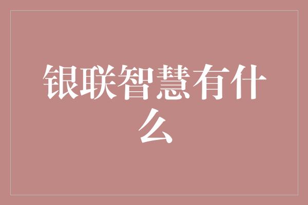 银联智慧有什么