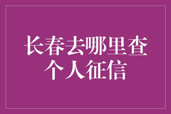 长春去哪里查个人征信