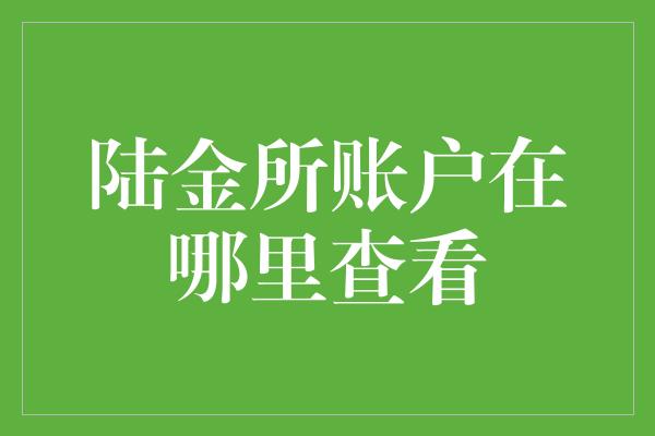 陆金所账户在哪里查看