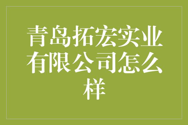 青岛拓宏实业有限公司怎么样