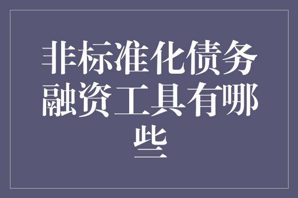 非标准化债务融资工具有哪些