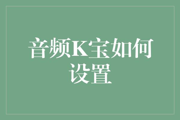 音频K宝如何设置