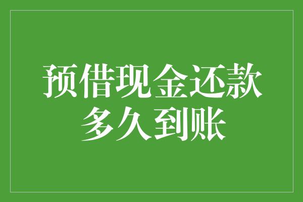 预借现金还款多久到账