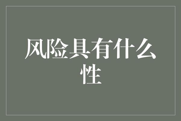 风险具有什么性