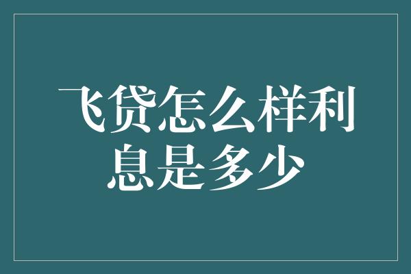 飞贷怎么样利息是多少