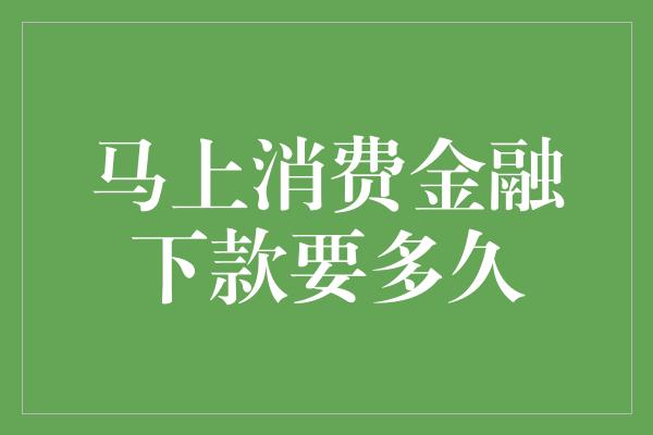 马上消费金融下款要多久