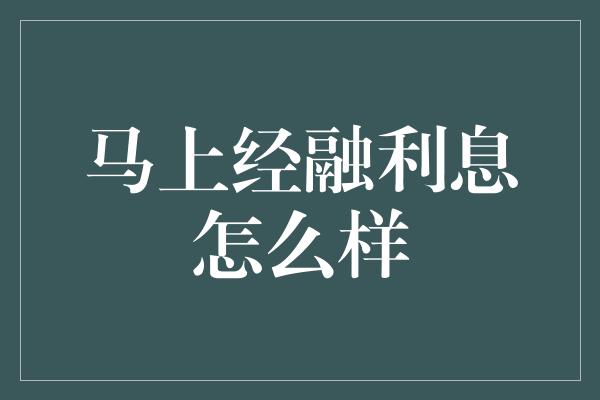 马上经融利息怎么样